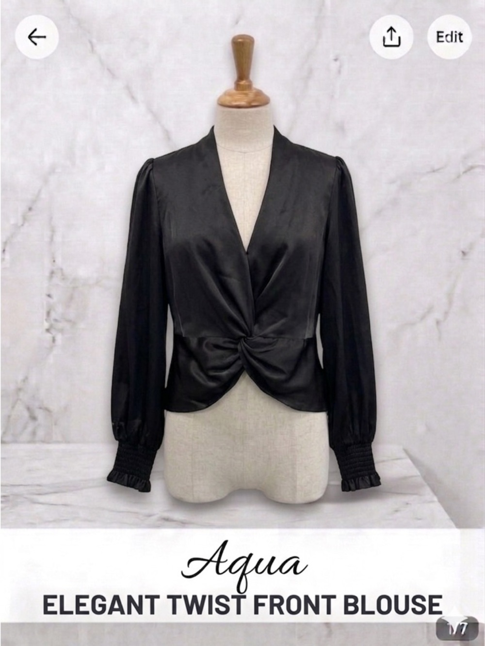 Aqua Knot-Front Blouse Size S